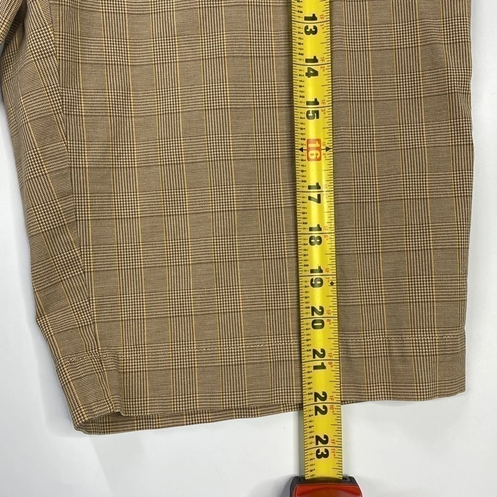 Talbots Plaid Brown Cotton Stretch Bermuda Shorts Size 8